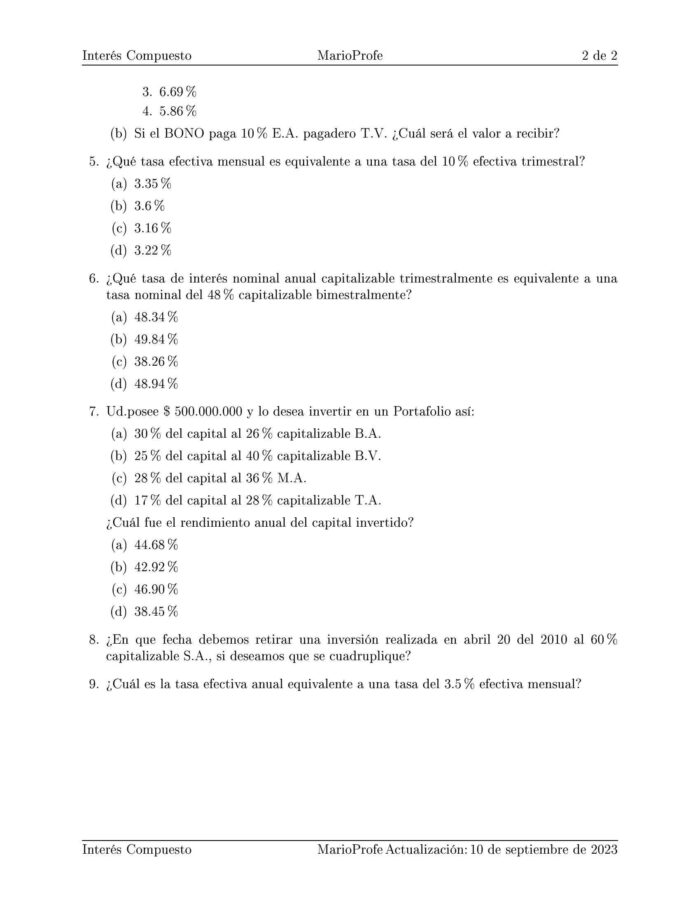 Ejercicios Resueltos de Interés Compuesto Guía B 21 MarioProfe