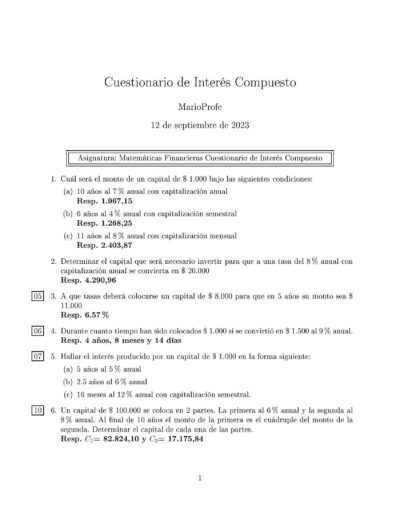 Ejercicios Resueltos Interés Compuesto Guía A 23 MarioProfe