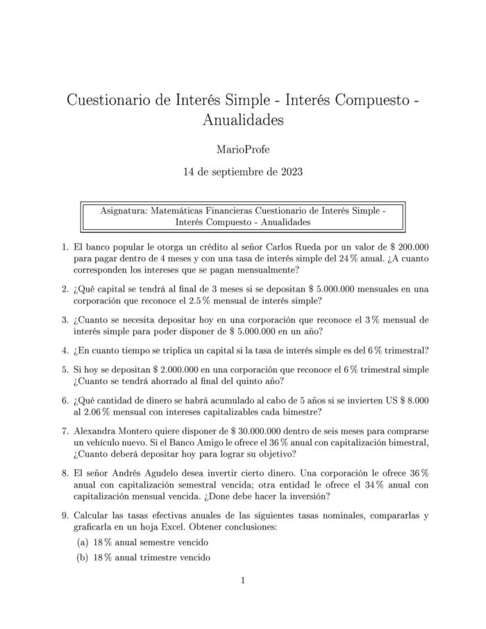 Ejercicios Resueltos de Interés Compuesto Guía A 24 MarioProfe