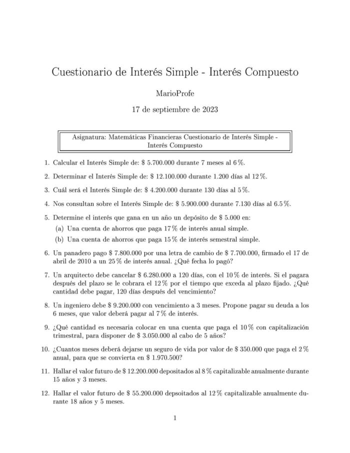 Ejercicios Resueltos de Interés Compuesto Guía A 25 MarioProfe