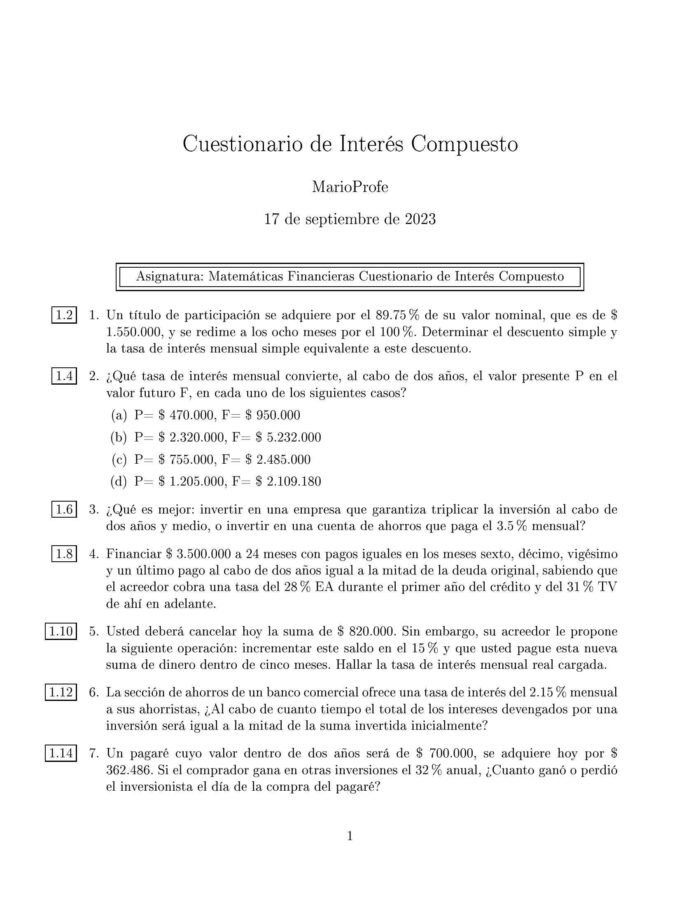 Ejercicios Resueltos de Interés Compuesto Guía A 26 MarioProfe