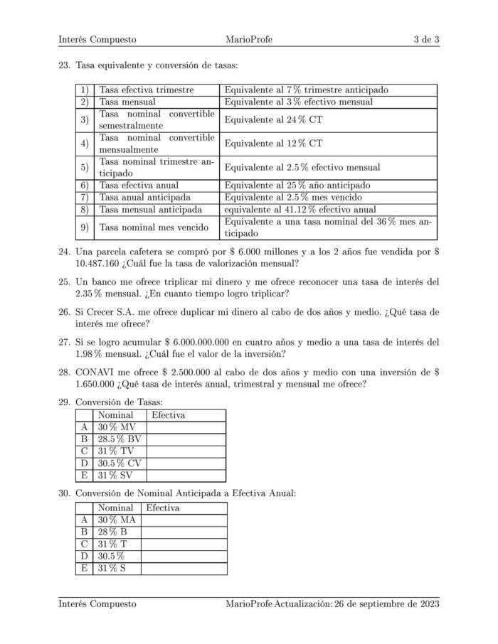 Ejercicios Resueltos de Interés Compuesto Guía C 27 MarioProfe