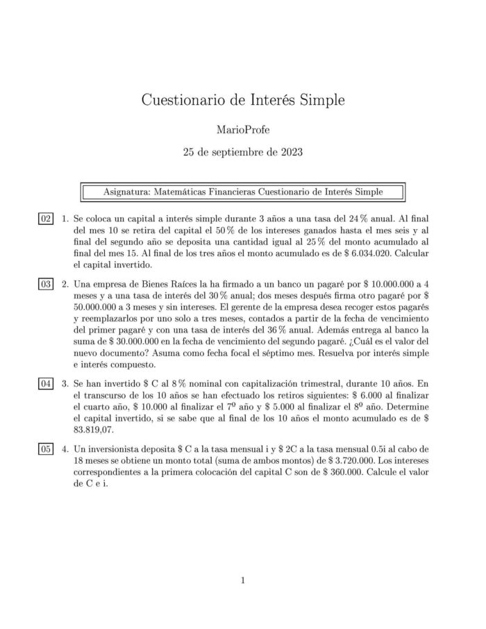 Ejercicios Resueltos de Interés Simple Guía 12 MarioProfe