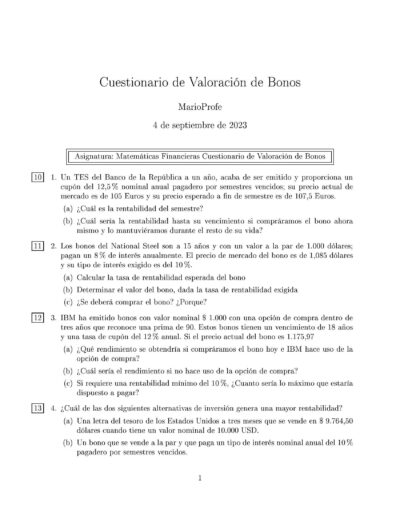 Ejercicios Resueltos de Valoración de Bonos Guía 03 MarioProfe