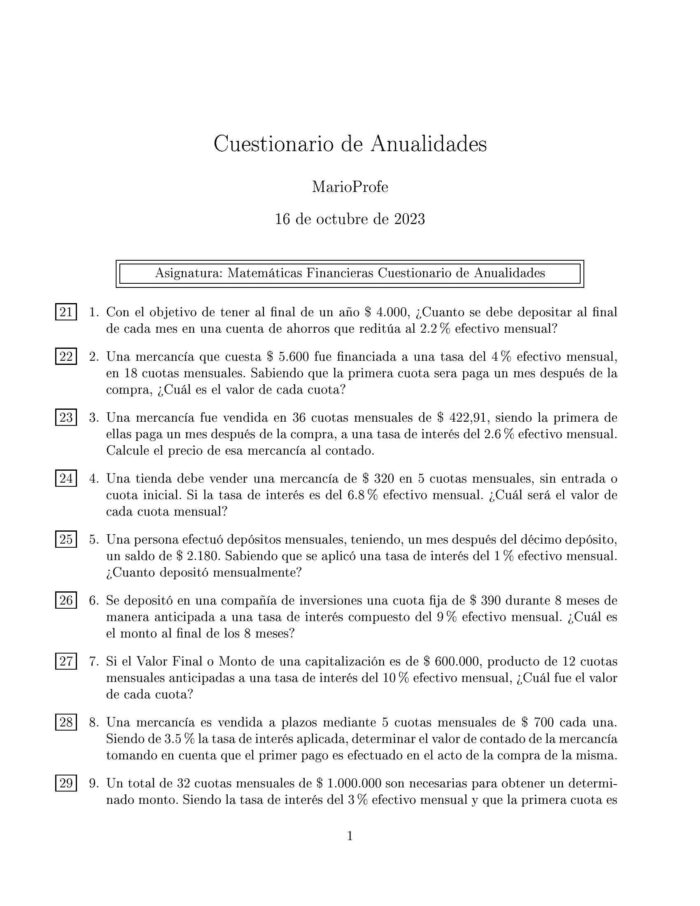 Ejercicios Resueltos de Anualidades Guía A 36 MarioProfe