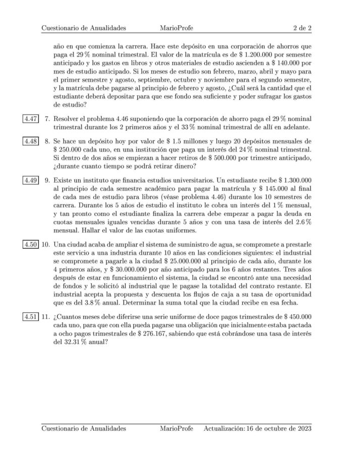 Ejercicios Resueltos de Anualidades Guía B 37 MarioProfe