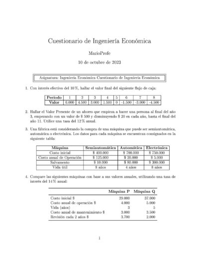 Ejercicios Resueltos de Ingeniería Económica Guía A 10 MarioProfe