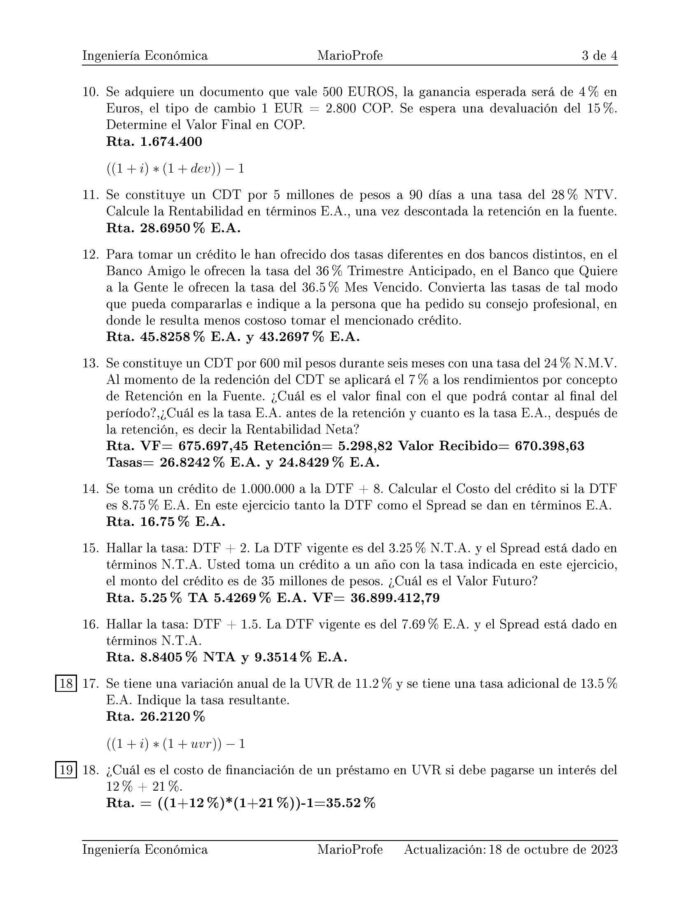 Ejercicios Resueltos de Ingeniería Económica Guía C 06 MarioProfe