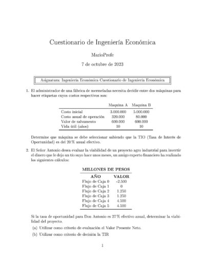 Ejercicios Resueltos de Ingeniería Económica Guía A 07 MarioProfe