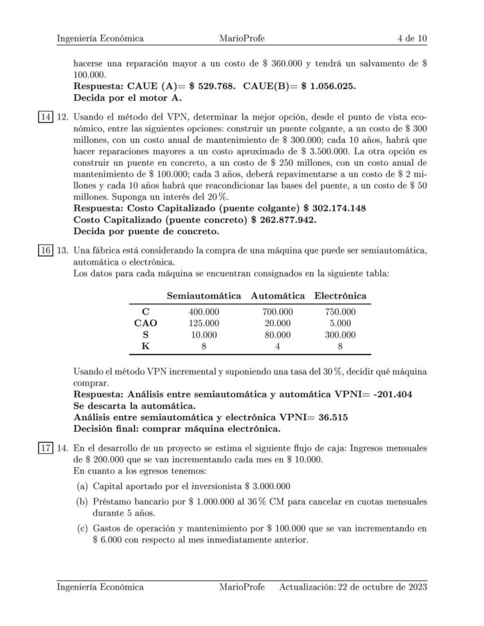 Ejercicios Resueltos de Ingeniería Económica Guía D 11 MarioProfe