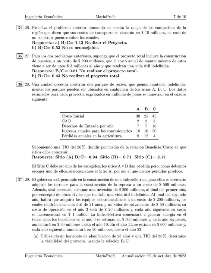 Ejercicios Resueltos de Ingeniería Económica Guía G 11 MarioProfe