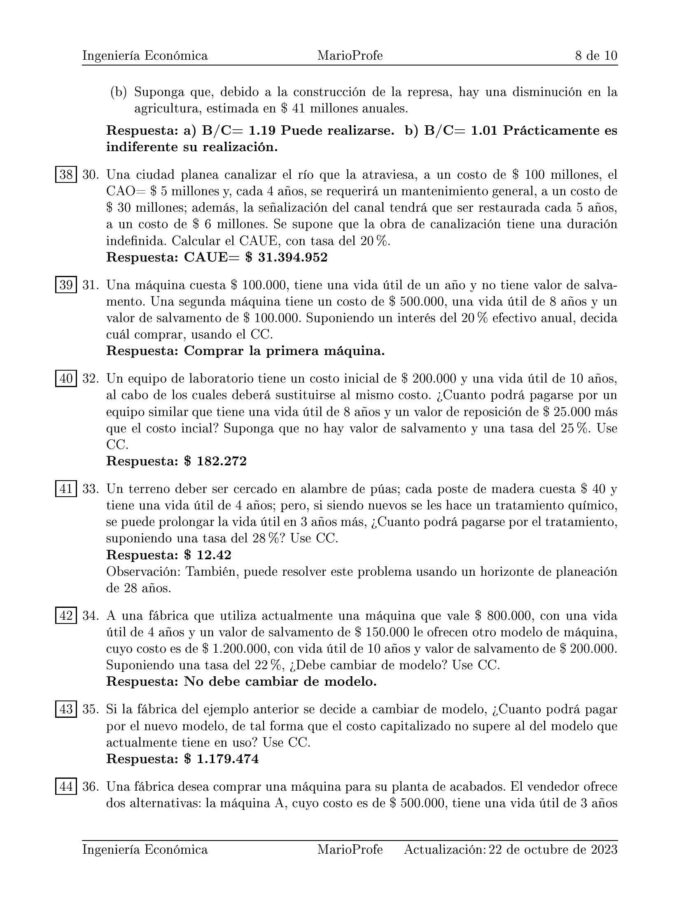 Ejercicios Resueltos de Ingeniería Económica Guía H 11 MarioProfe