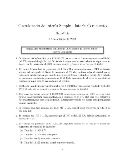 Ejercicios Resueltos de Interés Compuesto Guía A 28 MarioProfe