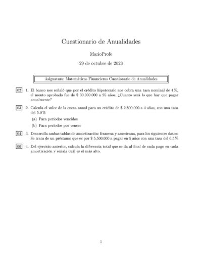 Ejercicios Resueltos de Anualidades Guía 38 MarioProfe