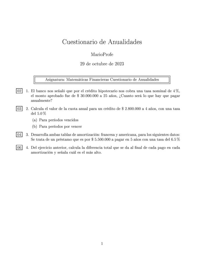 Ejercicios Resueltos de Anualidades Guía 38 MarioProfe