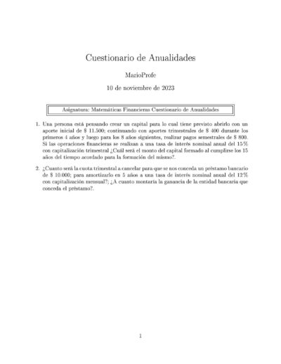 Ejercicios Resueltos de Anualidades Guía 39 MarioProfe