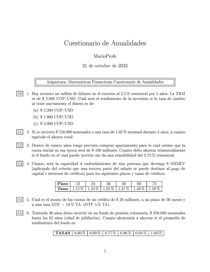 Ejercicios Resueltos de Anualidades Guía A 40 MarioProfe