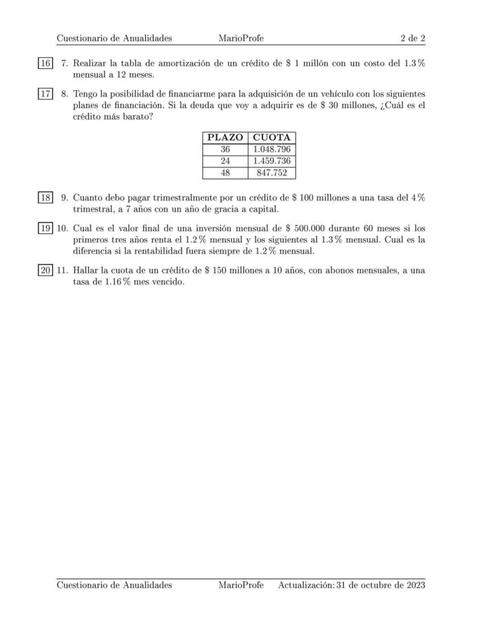 Ejercicios Resueltos de Anualidades Guía B 40 MarioProfe