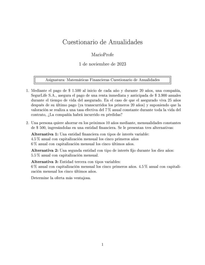 Ejercicios Resueltos de Anualidades Guía 41 MarioProfe