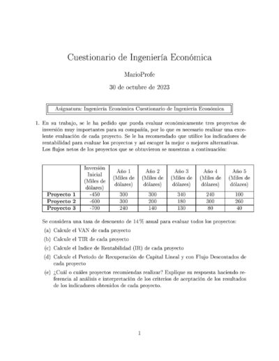 Ejercicios Resueltos de Ingeniería Económica Guía 14 MarioProfe