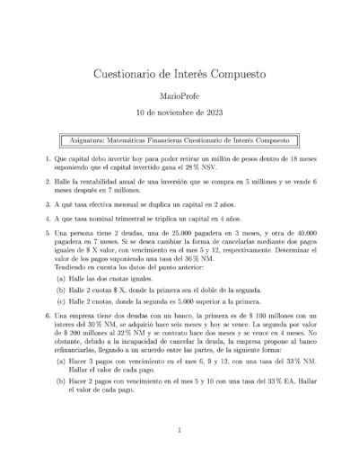 Ejercicios Resueltos de Interés Compuesto Guía A 30 MarioProfe