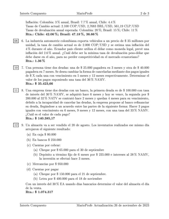 Ejercicios Resueltos de Interés Compuesto Guía B 31 MarioProfe