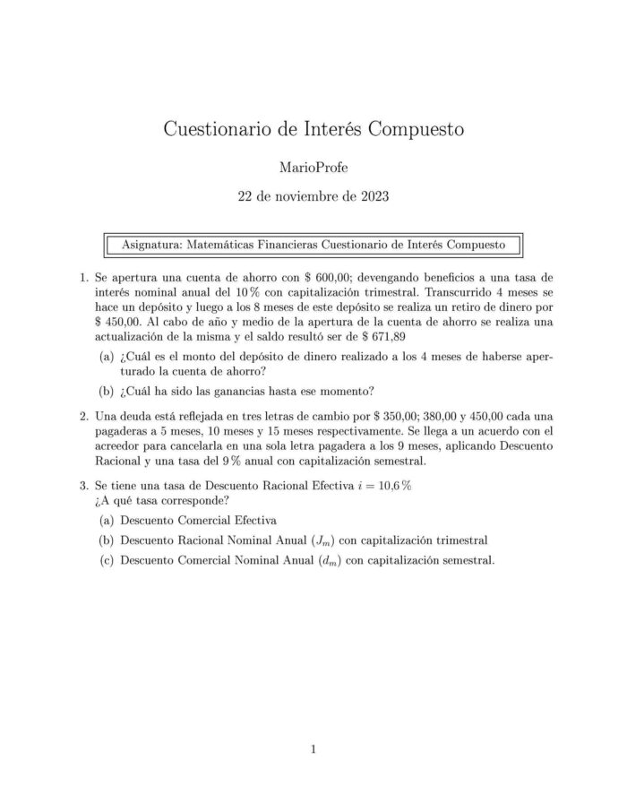 Ejercicios Resueltos de Interés Compuesto Guía 32 MarioProfe