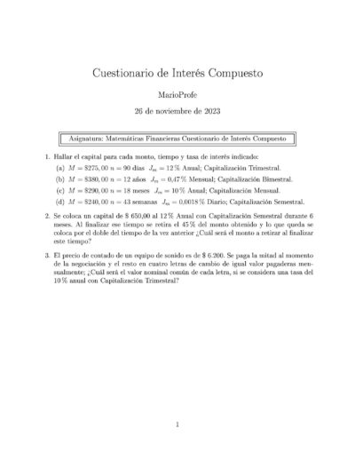 Ejercicios Resueltos de Interés Compuesto Guía 33 MarioProfe