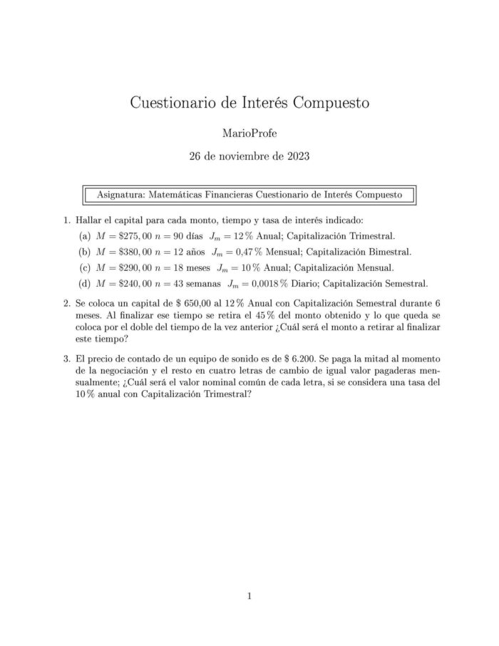 Ejercicios Resueltos de Interés Compuesto Guía 33 MarioProfe