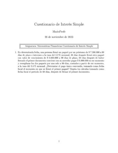 Ejercicios Resueltos de Interés Simple Guía 14 MarioProfe