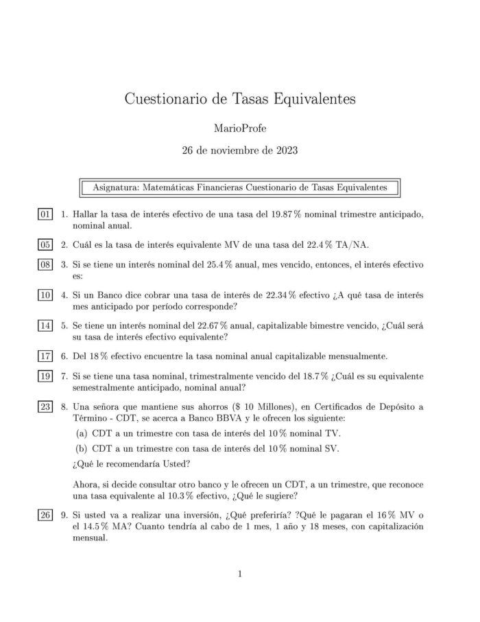 Ejercicios Resueltos de Tasas Equivalentes Guía A 06 MarioProfe
