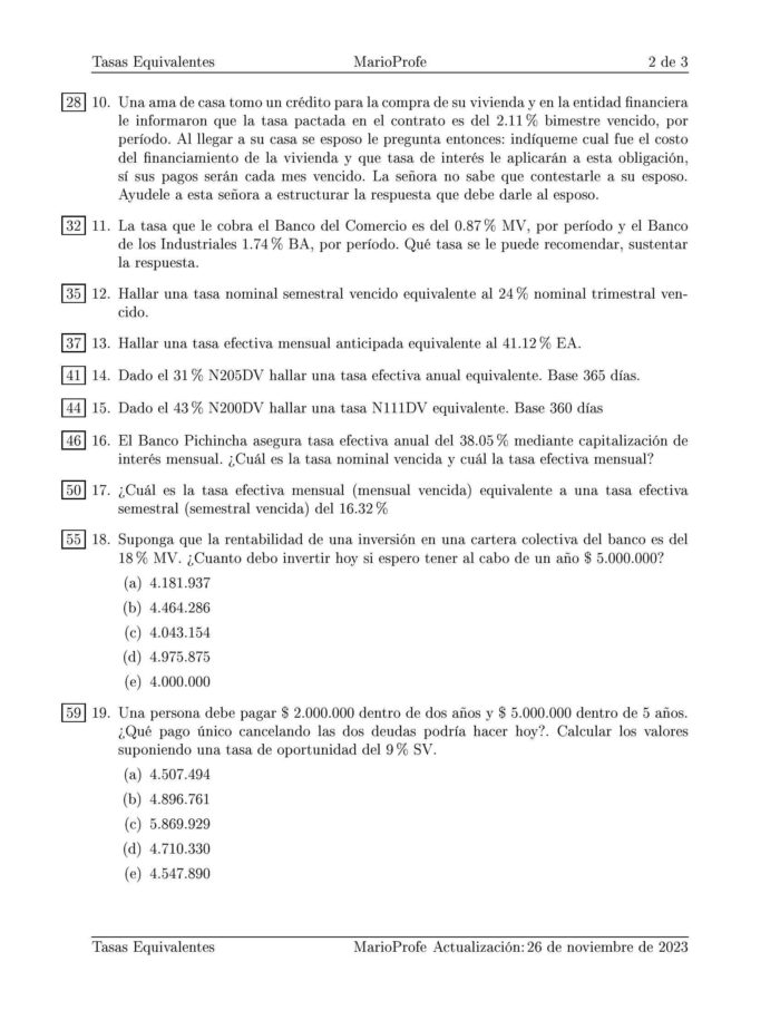 Ejercicios Resueltos de Tasas Equivalentes Guía B 06 MarioProfe