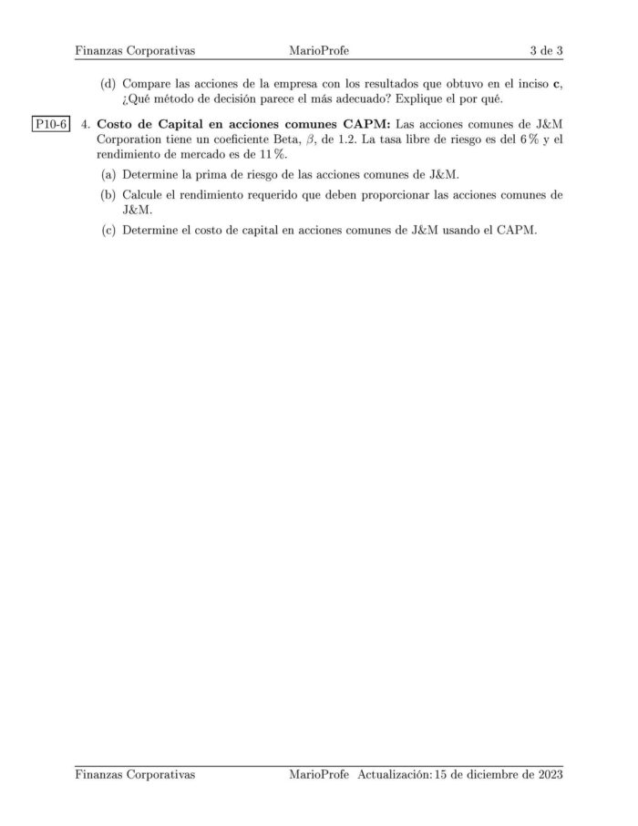 Ejercicios Resueltos de Finanzas Corporativas Guía C 03 MarioProfe