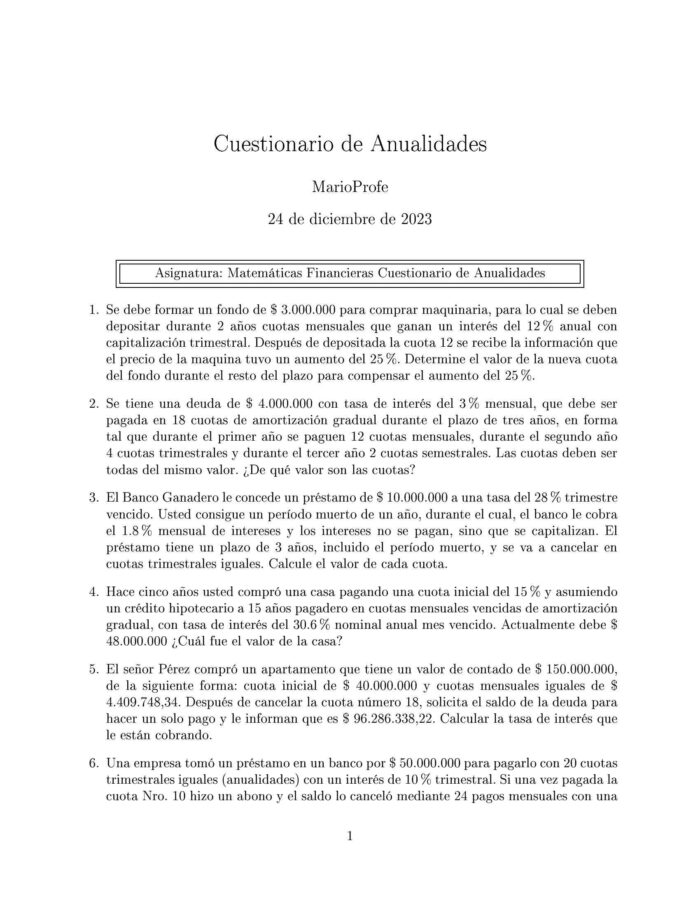 Ejercicios Resueltos de Anualidades Guía A 42 MarioProfe