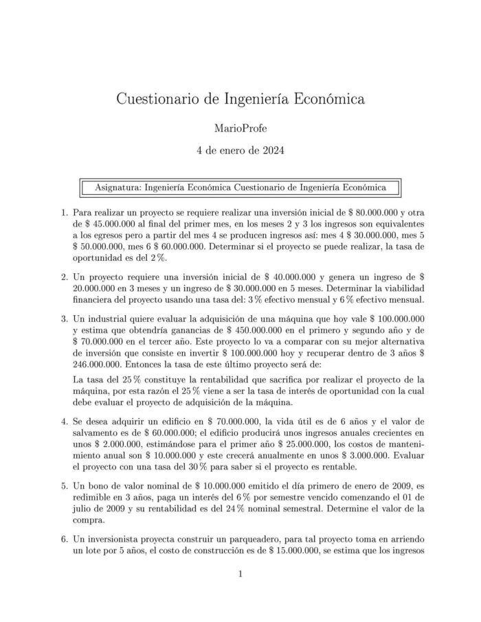 Ejercicios Resueltos de Ingeniería Económica Guía A 18 MarioProfe