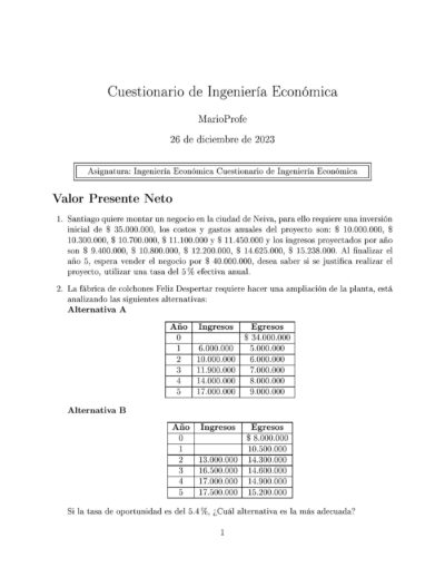 Ejercicios Resueltos de Ingeniería Económica Guía A 19 MarioProfe