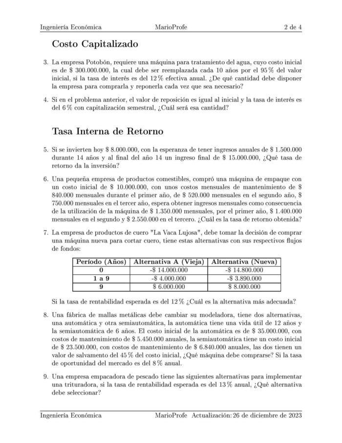 Ejercicios Resueltos de Ingeniería Económica Guía B 19 MarioProfe