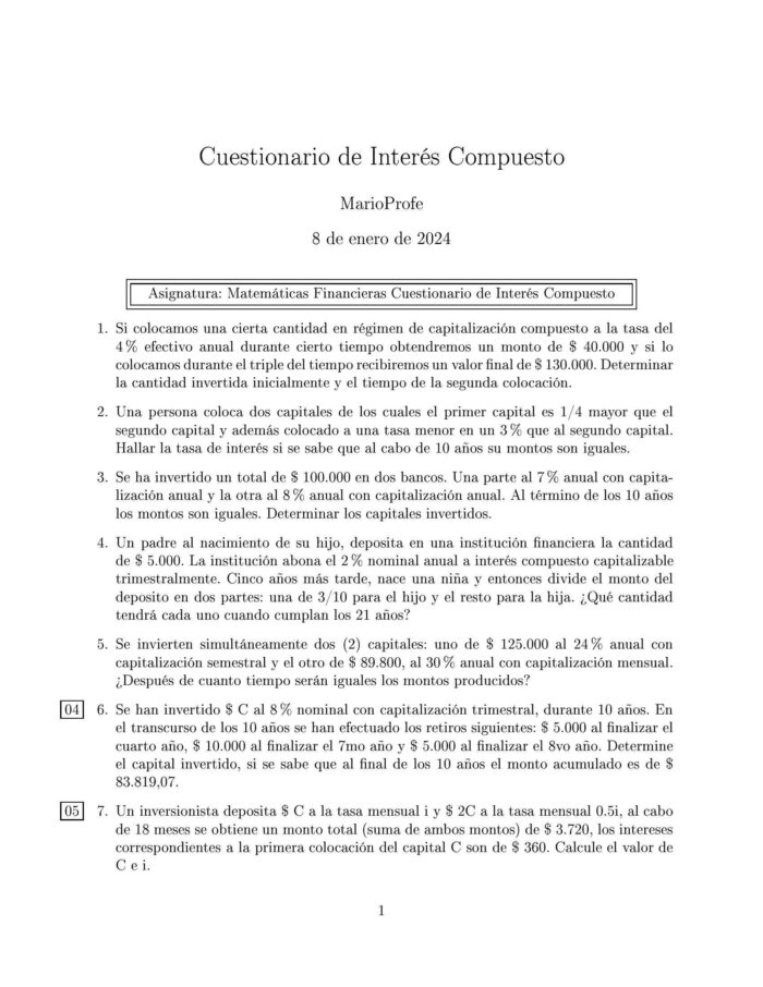 Ejercicios Resueltos de Interés Compuesto Guía 34 MarioProfe