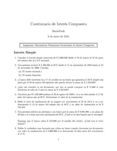 Ejercicios Resueltos de Interés Compuesto Guía A 35 MarioProfe