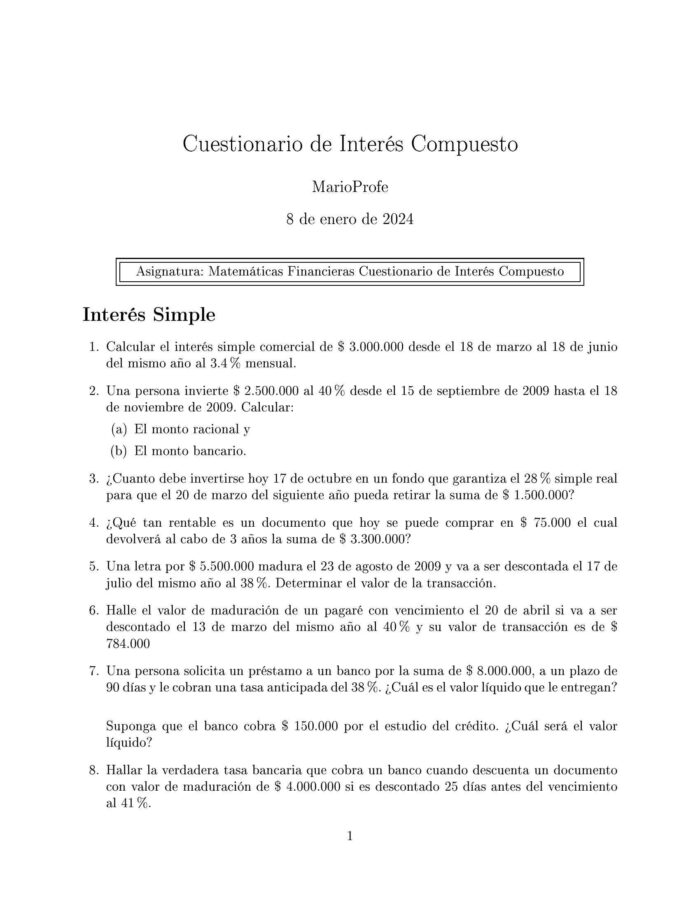 Ejercicios Resueltos de Interés Compuesto Guía A 35 MarioProfe