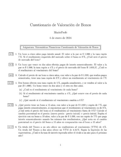 Ejercicios Resueltos de Valoración de Bonos Guía A 05 MarioProfe