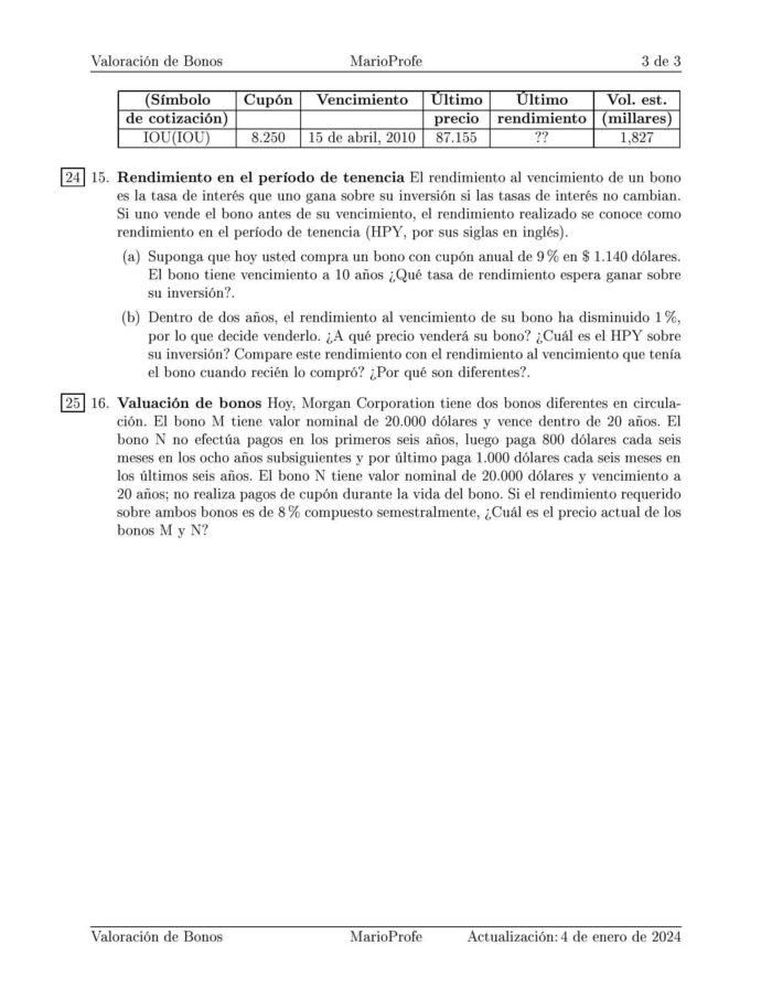 Ejercicios Resueltos de Valoración de Bonos Guía C 05 MarioProfe
