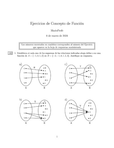 Ejercicios Resueltos de Concepto de Función: Guía A MarioProfe