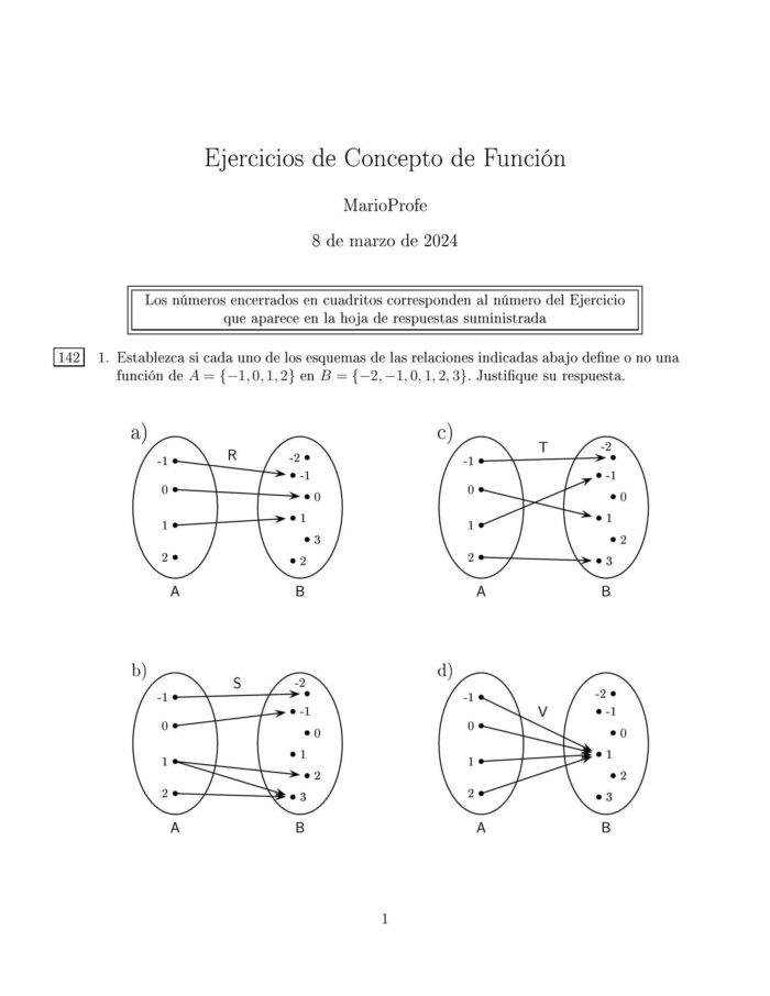 Ejercicios Resueltos de Concepto de Función: Guía A MarioProfe