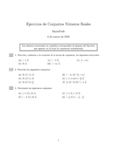 Ejercicios Resueltos de Conjuntos Números Reales MarioProfe