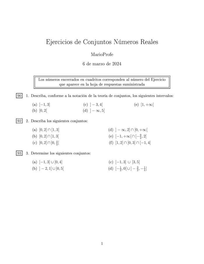 Ejercicios Resueltos de Conjuntos Números Reales MarioProfe