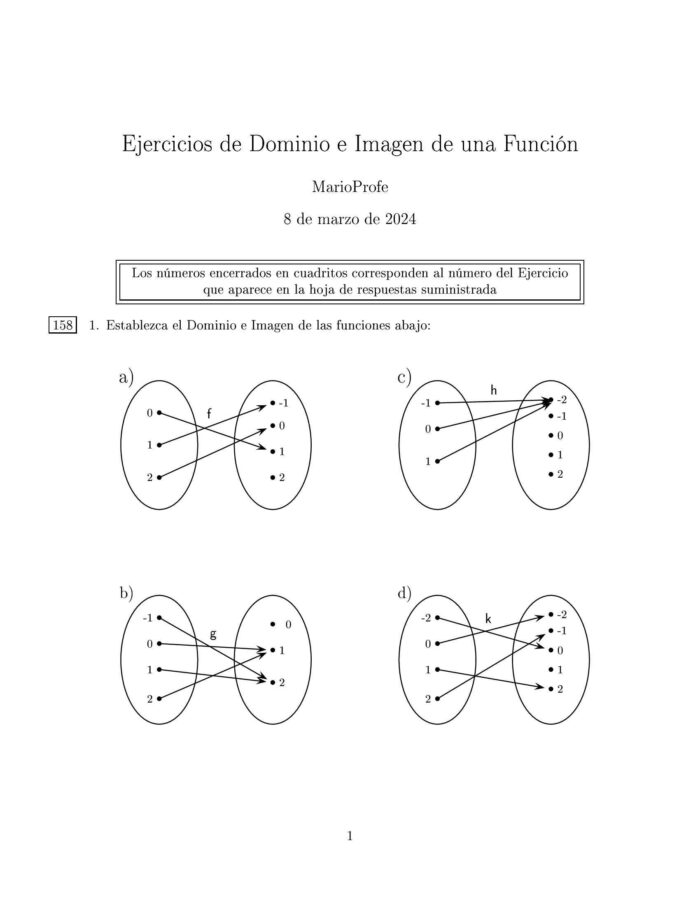 Ejercicios Resueltos de Dominio e Imagen de una Función: Guía A MarioProfe