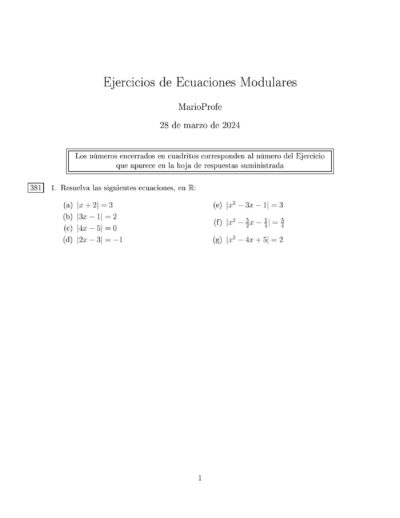 Ejercicios Resueltos de Ecuaciones de la Función Modular MarioProfe
