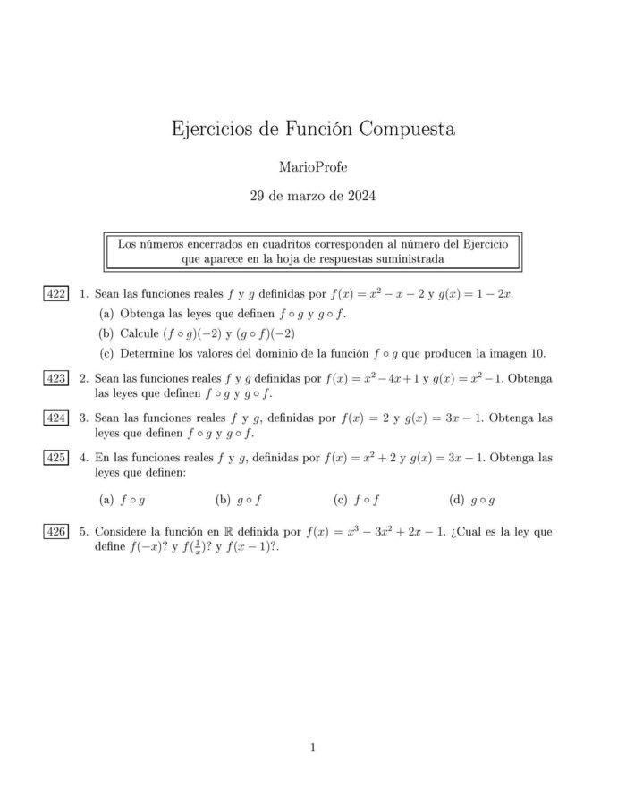 Ejercicios Resueltos de Función Compuesta MarioProfe