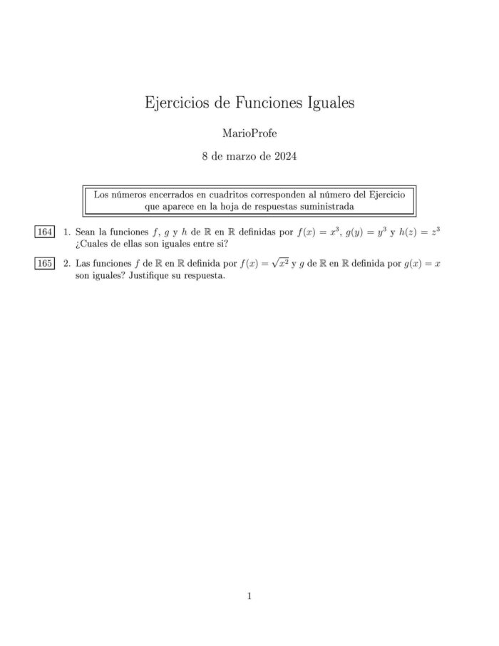 Ejercicios Resueltos de Funciones Iguales MarioProfe